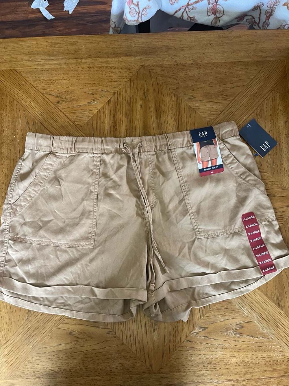 GAP Tencel Shorts Women XL Beige Pull On Elastic Waist Summer Casual NWT